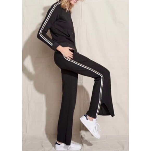 Sundry Pants - Sundry Dark Gray Metallic Side Stripe Fleece Lined Wide Leg Sweatpants 1 / S